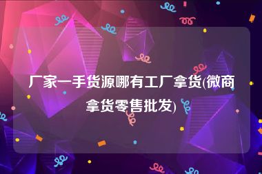 厂家一手货源哪有工厂拿货(微商拿货零售批发)